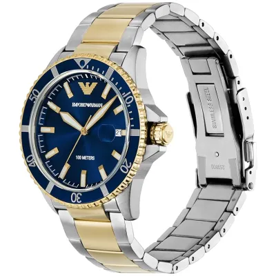Emporio Armani Men's World Explorer Three-Hand Date Two-Tone Stainless Steel Watch